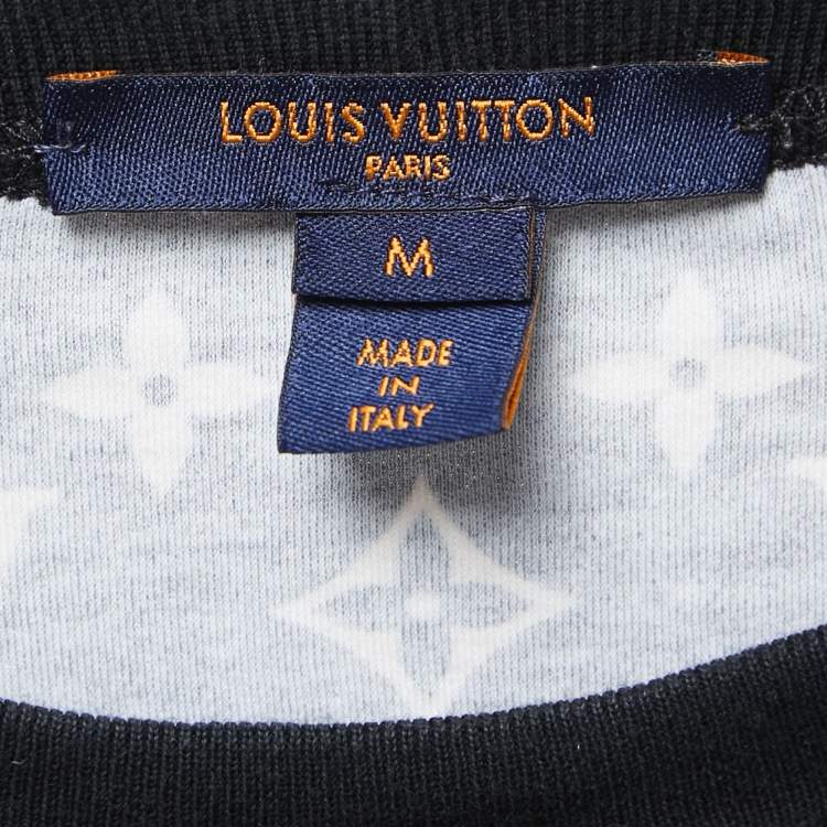 Pre Owned Louis Vuitton Black Monogram Print Cotton Crew Neck Short Sleeve T-Shirt M