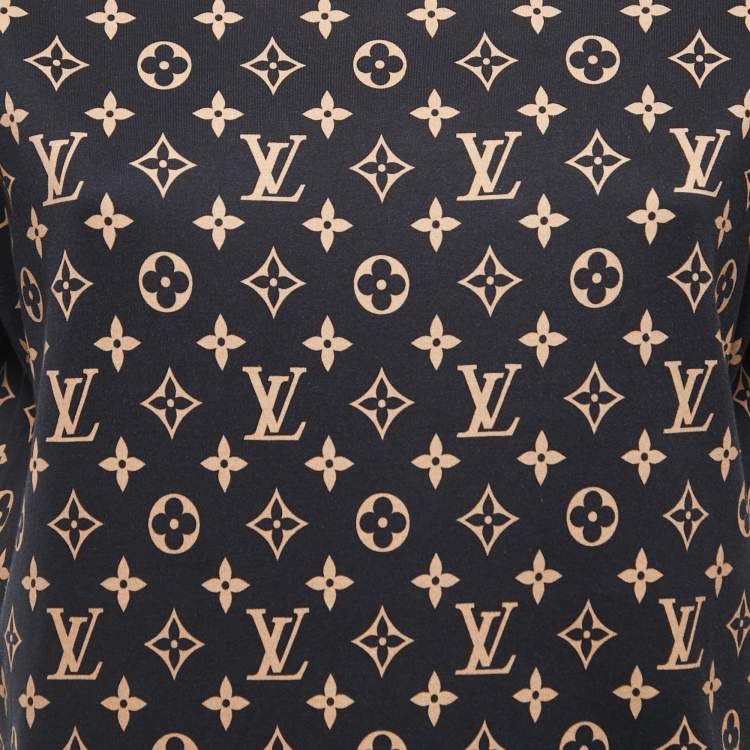 Pre Owned Louis Vuitton Black Monogram Print Cotton Crew Neck Short Sleeve T-Shirt M