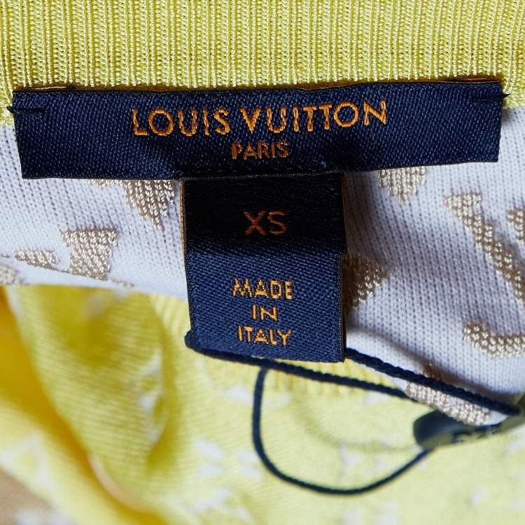 Pre Owned Louis Vuitton Multicolor Silk Logo Jacquard Knit T-Shirt XS