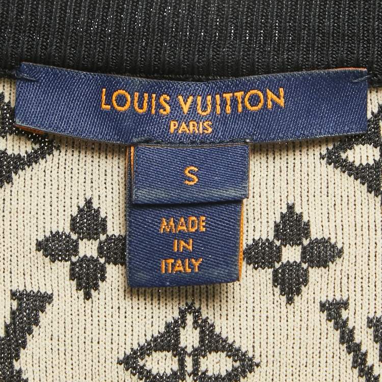 Pre Owned Louis Vuitton Black Monogram Jacquard Knit Crew Neck Half Sleeve T-Shirt S