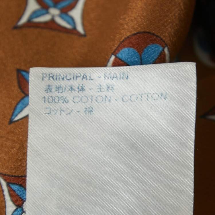 Pre Owned Louis Vuitton Brown/Blue Monogram Silk & Cotton Half Sleeve T-Shirt M