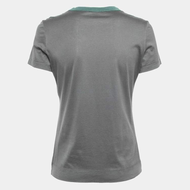 Pre Owned Louis Vuitton Grey Logo Sequined Cotton Short Sleeve T-Shirt S