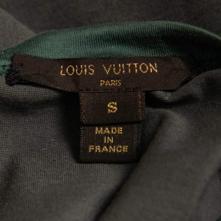 Pre Owned Louis Vuitton Grey Logo Sequined Cotton Short Sleeve T-Shirt S