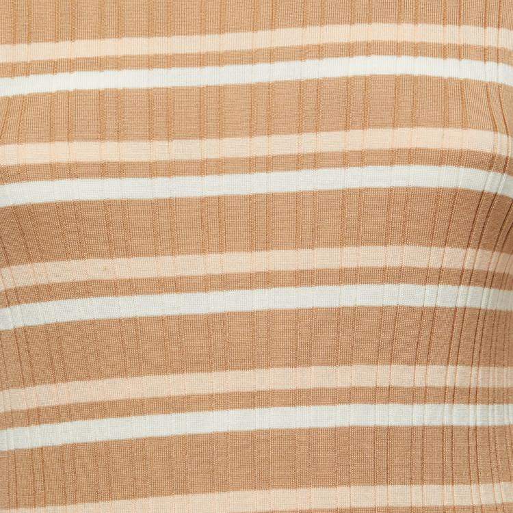 Pre Owned Louis Vuitton Beige Striped Wool Round Neck Jumper M