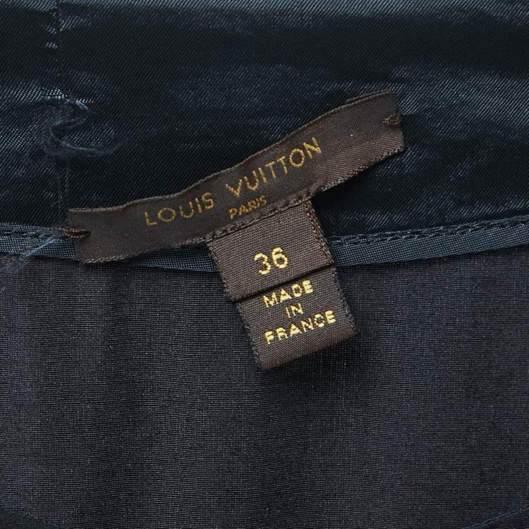 Pre Owned Louis Vuitton Black Embroidered Crepe Belted Mini Dress S