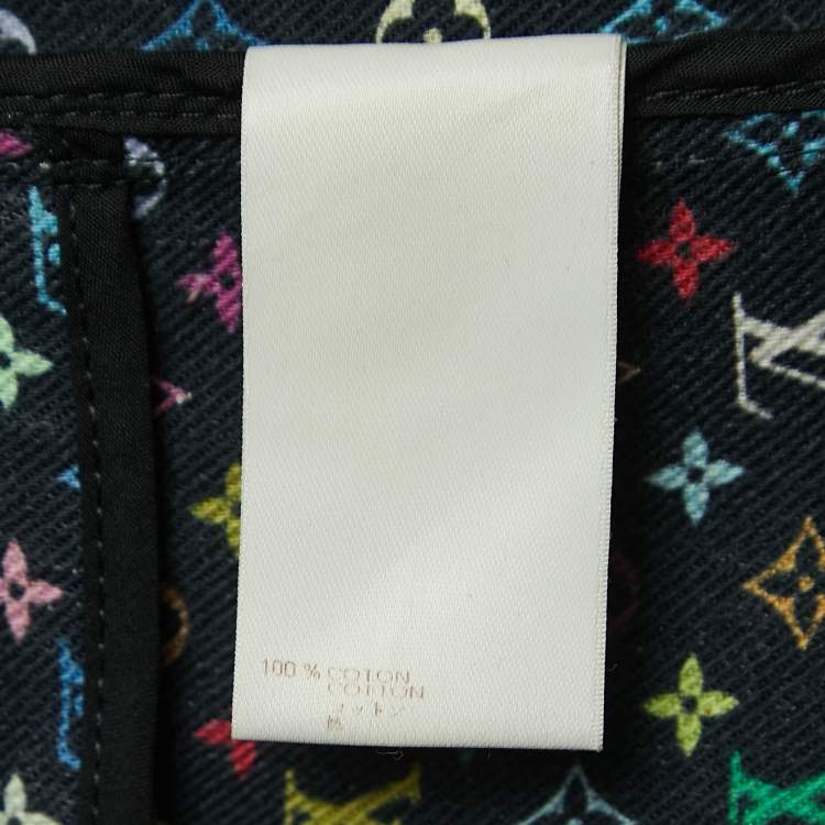 Pre Owned Louis Vuitton Black Denim Monogram Sleeve Detailed Jacket M