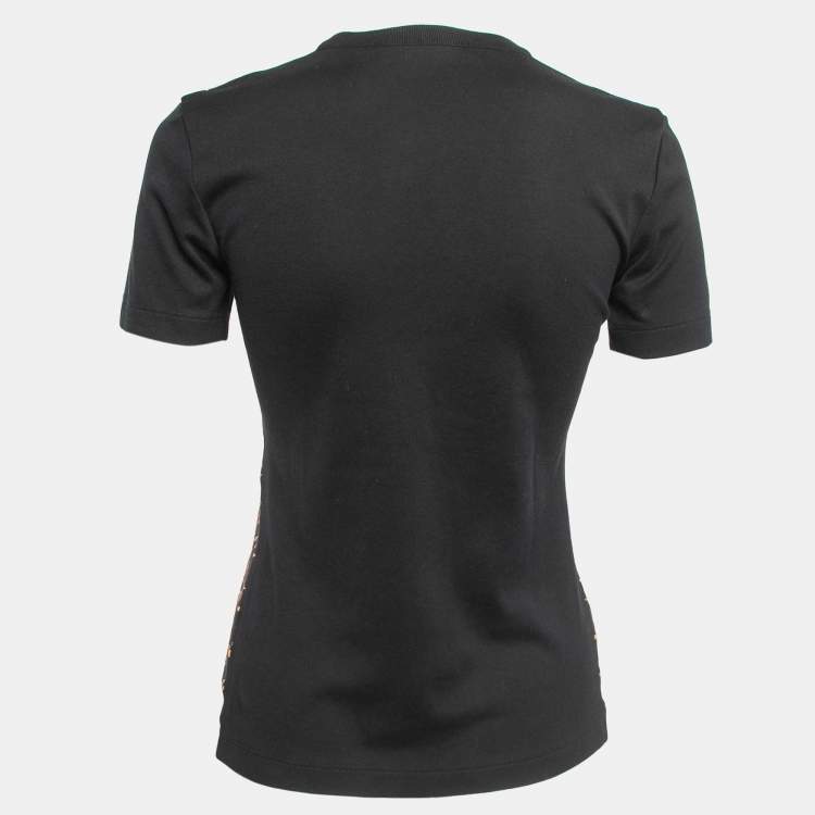 Pre Owned Louis Vuitton Black/Brown Monogram Cotton Crew Neck T-Shirt XS