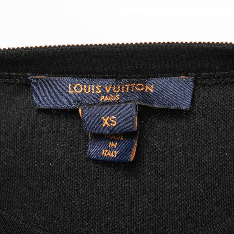 Pre Owned Louis Vuitton Black/Brown Monogram Cotton Crew Neck T-Shirt XS