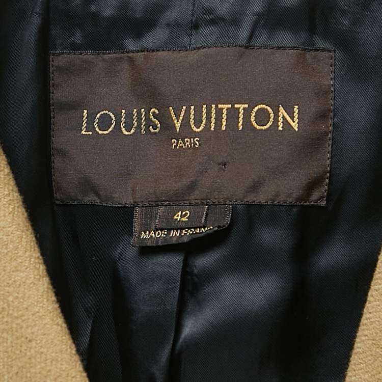 Pre Owned Louis Vuitton Beige Wool Double-Breasted Coat XL
