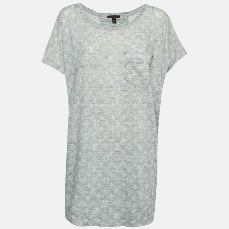 Pre Owned Louis Vuitton Grey Monogram Cotton Short Sleeve T-Shirt L
