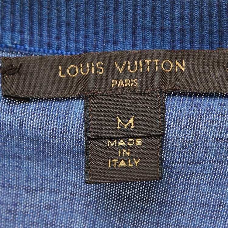 Pre Owned Louis Vuitton Blue Print Cotton Buttoned Cardigan M