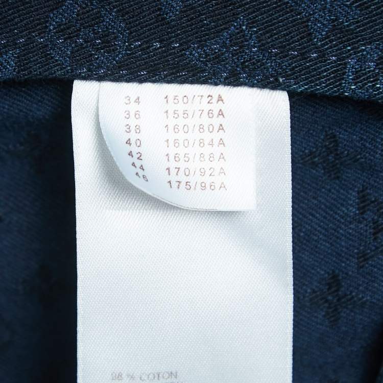 Pre Owned Louis Vuitton Navy Blue Monogram Jacquard Denim Blazer XS
