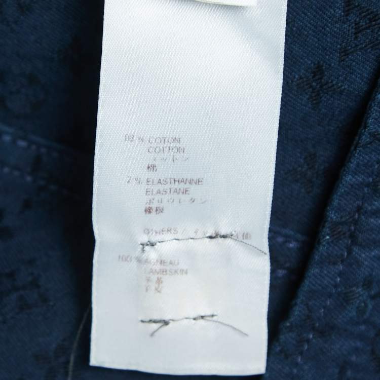 Pre Owned Louis Vuitton Navy Blue Monogram Jacquard Denim Blazer XS