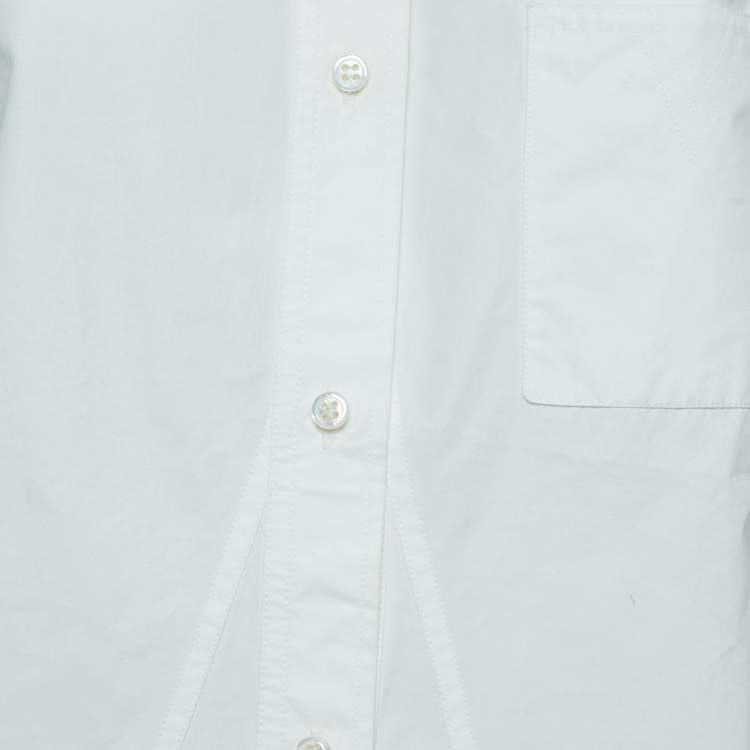 Pre Owned Louis Vuitton Off White Cotton Lace Trimmed Button Front Shirt L