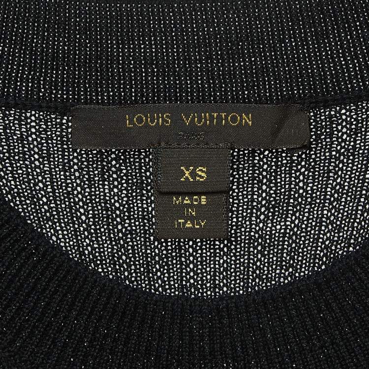Pre Owned Louis Vuitton Black Wool & Print Silk Sleeveless Mini Dress XS
