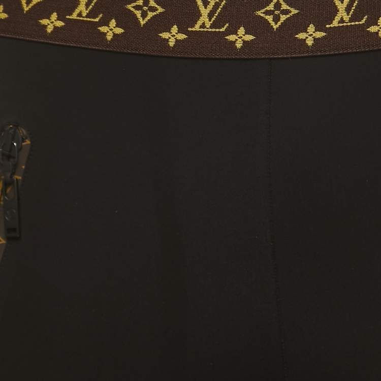 Pre Owned Louis Vuitton Black Jersey Monogram Detail Elasticated Waist Cycling Shorts S