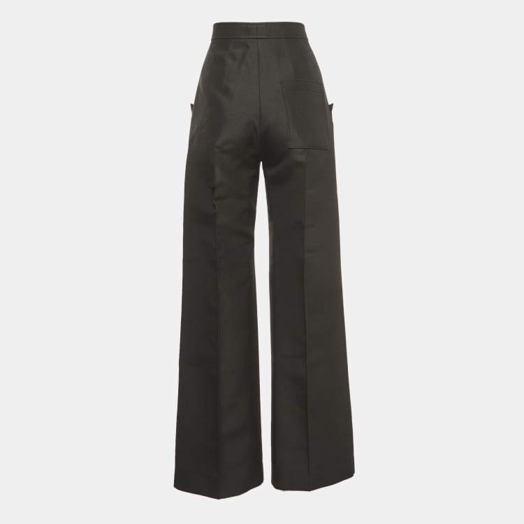 Pre Owned Louis Vuitton Black Wool Blend Wide Leg Trousers M
