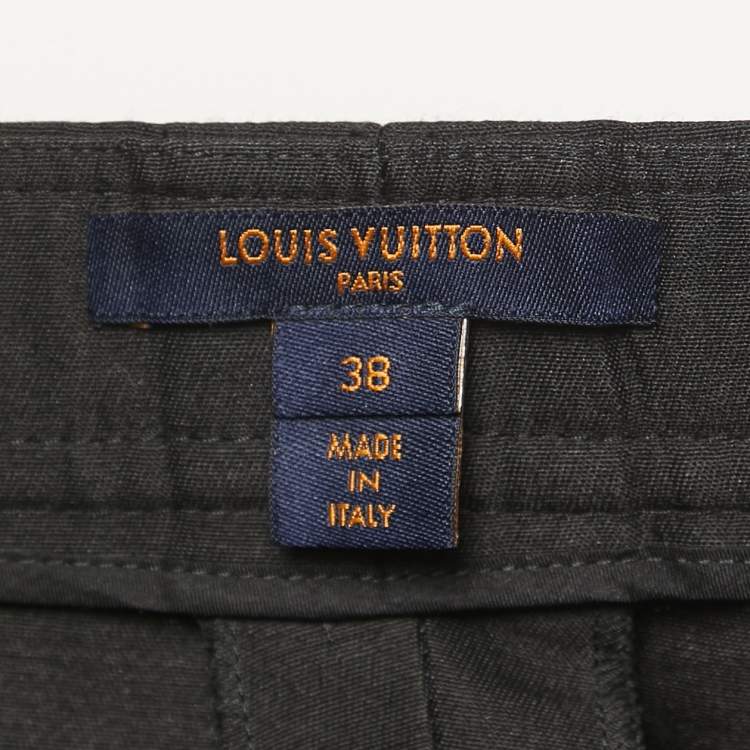 Pre Owned Louis Vuitton Black Wool Blend Wide Leg Trousers M