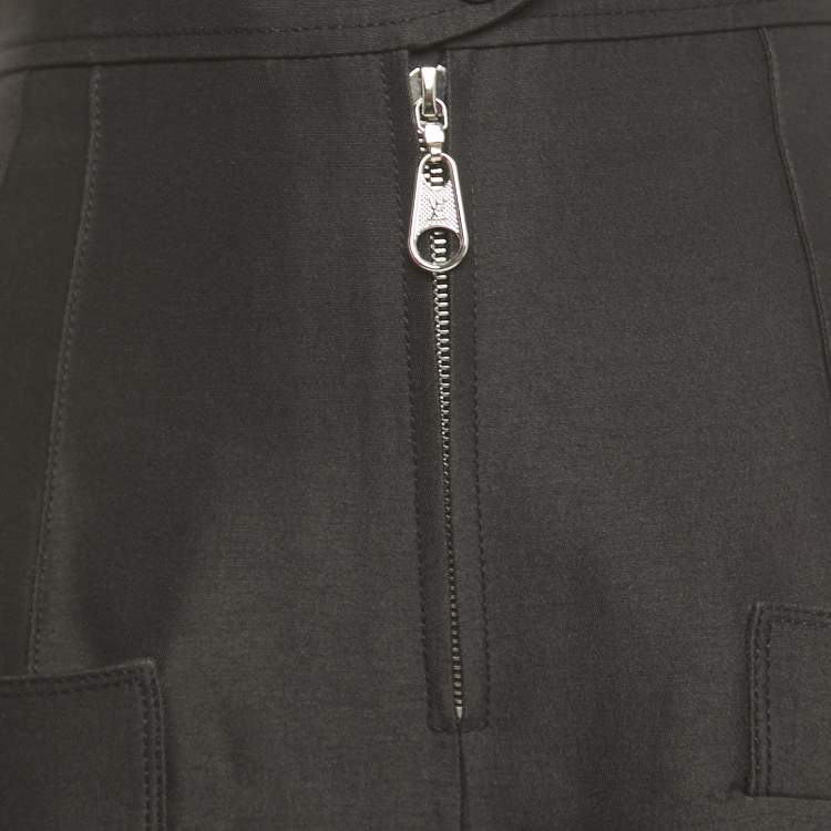 Pre Owned Louis Vuitton Black Wool Blend Wide Leg Trousers M