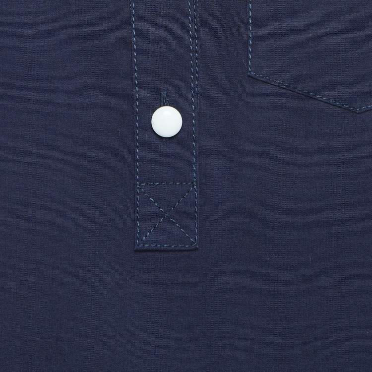 Pre Owned Louis Vuitton Navy Blue Cotton Mini Shirt Dress M