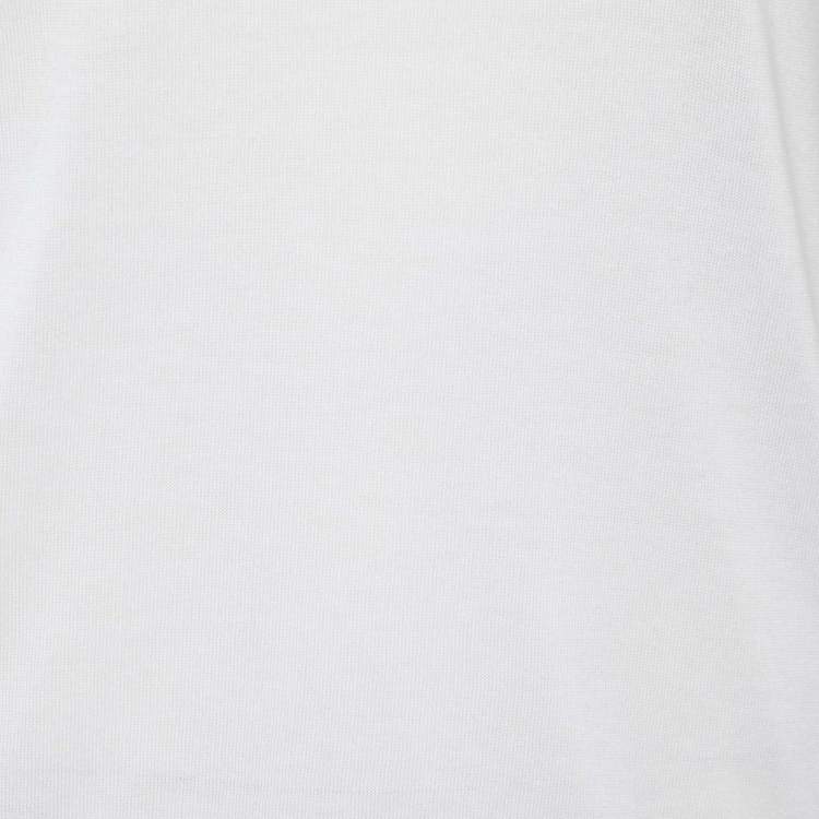 Pre Owned Louis Vuitton White Cotton Knit Neck Trim Detail T-Shirt M