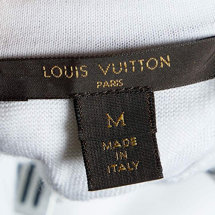 Pre Owned Louis Vuitton White Cotton Knit Neck Trim Detail T-Shirt M