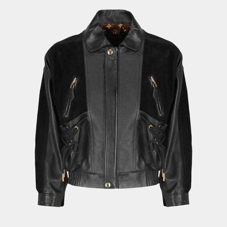 Jalen Hurts Louis Vuitton Leather Mix Biker Jacket - Jacketpop