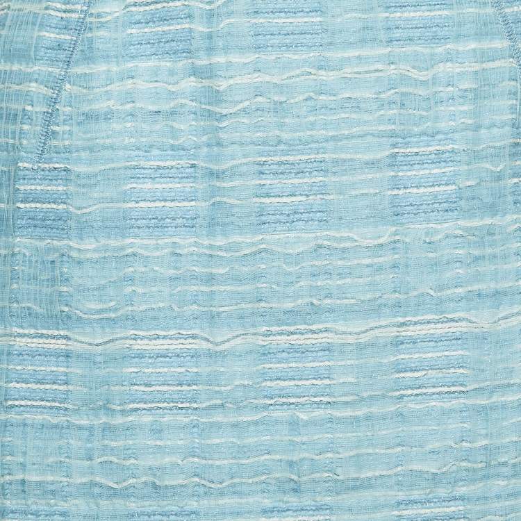Pre Owned Louis Vuitton Light Blue Tweed Knee-Length Skirt M