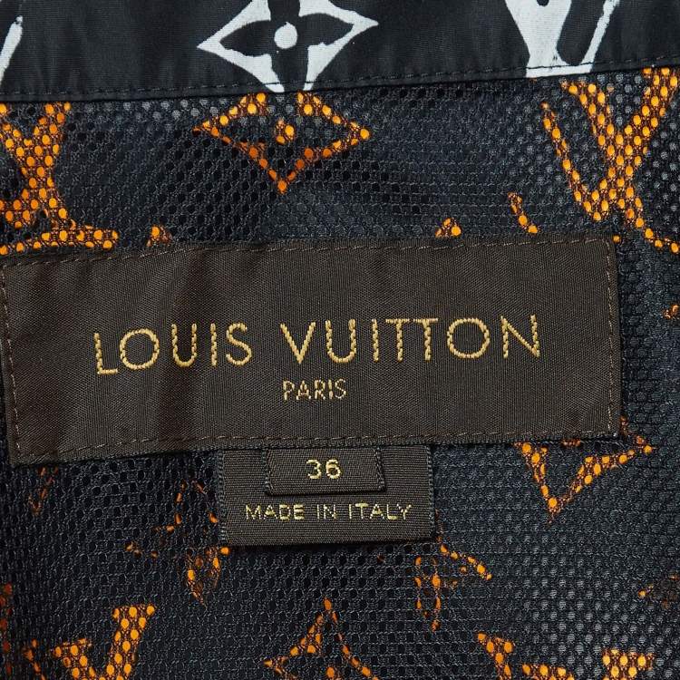 Pre Owned Louis Vuitton Black Monogram Nylon Zip Front Parker Jacket S