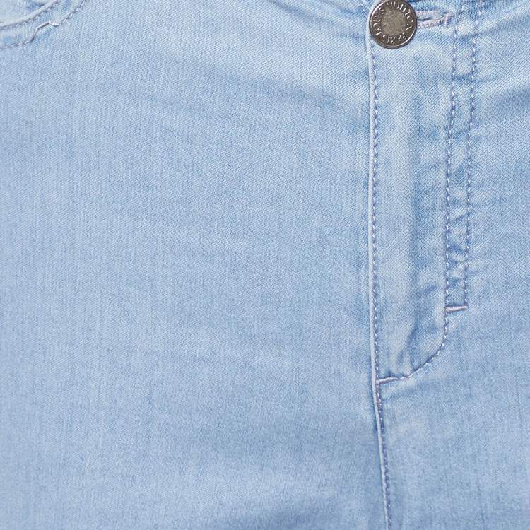 مملوكة مسبقًا Louis Vuitton Light Blue Denim Logo Stitch Detail Slim Fit Jeans L Waist 32"