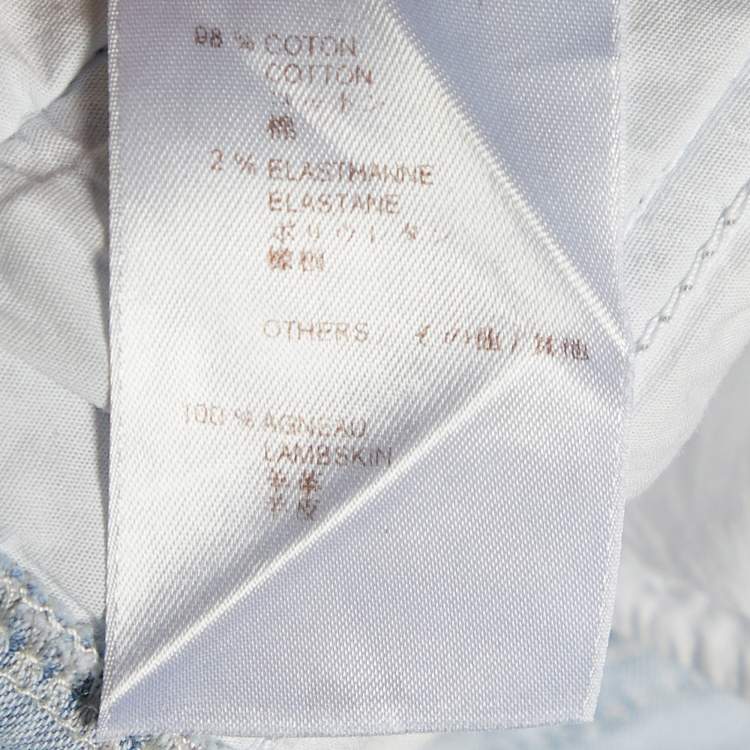 مملوكة مسبقًا Louis Vuitton Light Blue Denim Logo Stitch Detail Slim Fit Jeans L Waist 32"