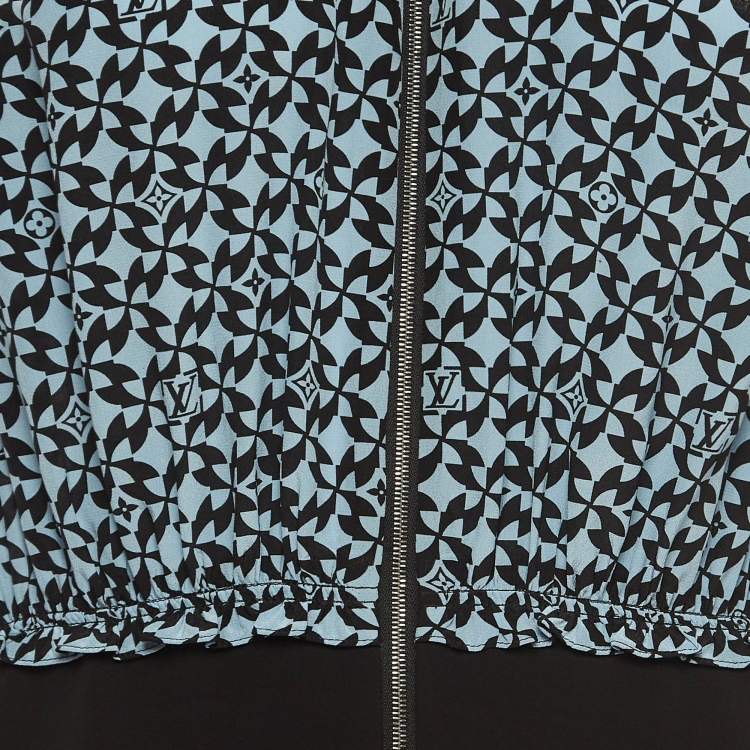 Pre Owned Louis Vuitton Black/Blue Printed Silk Midi Dress L