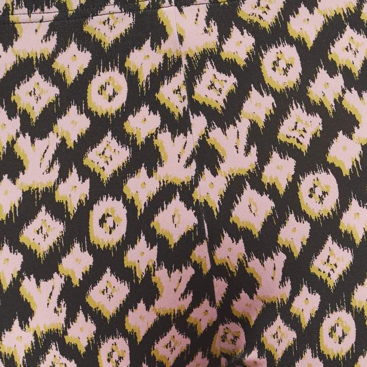 Pre Owned Louis Vuitton Vintage Black/Pink Ikkat Print Mono Leggings S