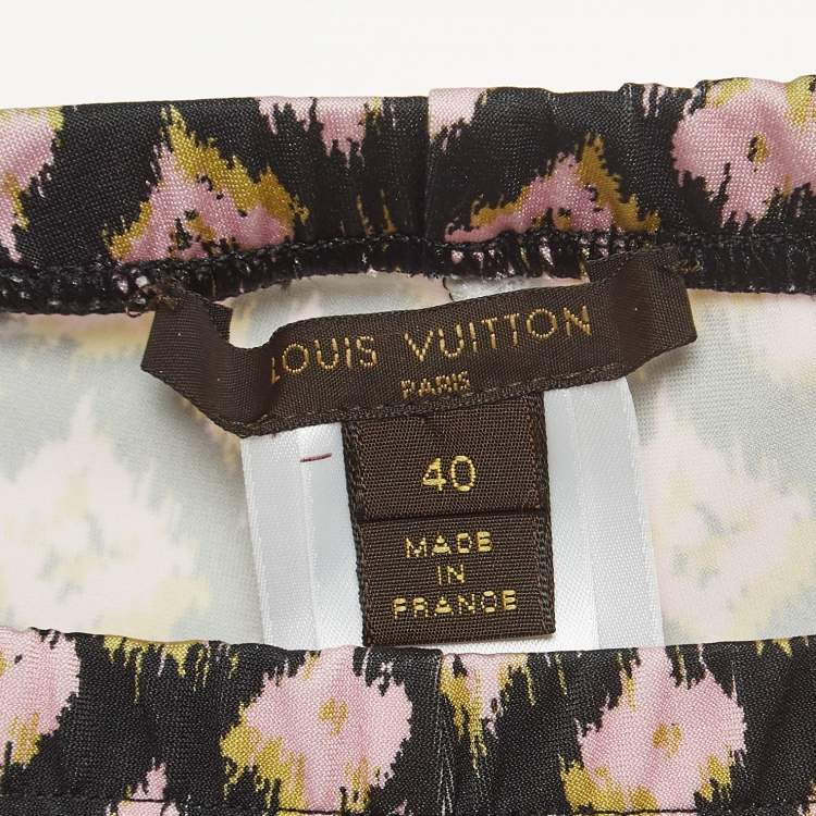 Pre Owned Louis Vuitton Vintage Black/Pink Ikkat Print Mono Leggings S