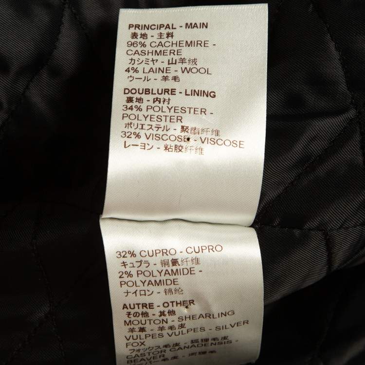 Pre Owned Louis Vuitton Black Cashmere/Fur Trimmed Oversized Parka Jacket M