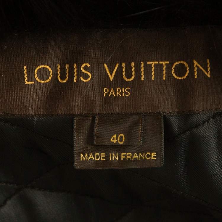 Pre Owned Louis Vuitton Black Cashmere/Fur Trimmed Oversized Parka Jacket M