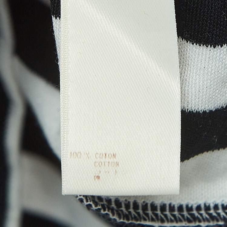 Pre Owned Louis Vuitton Black/White Stripe Cotton Detachable Chain Detail Top XL