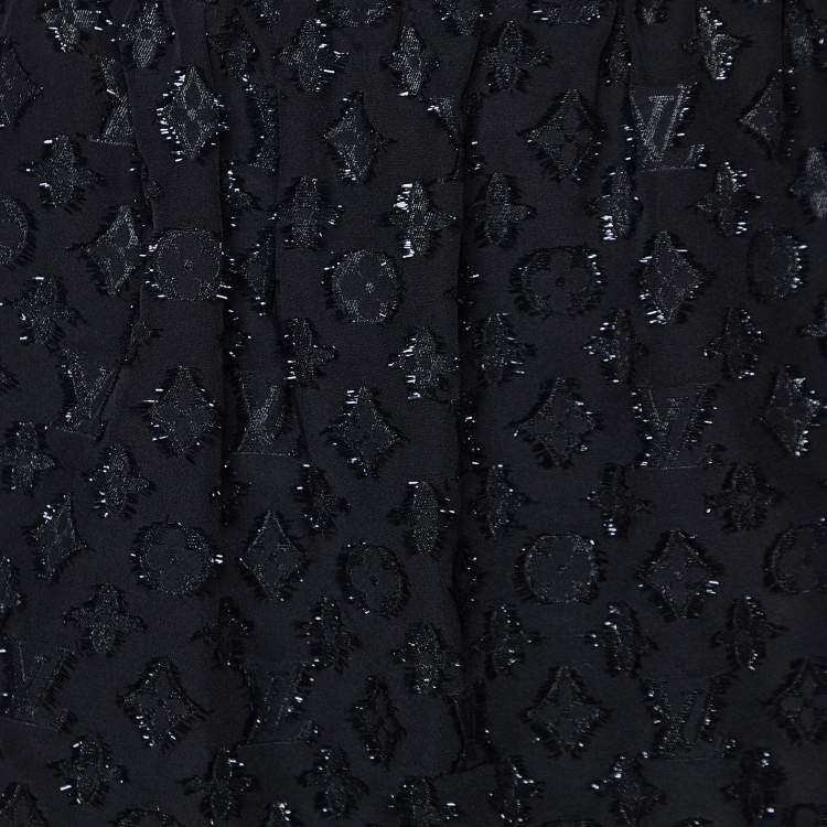 Pre Owned Louis Vuitton Black Monogram Fil Coupé Wrap Skirt M