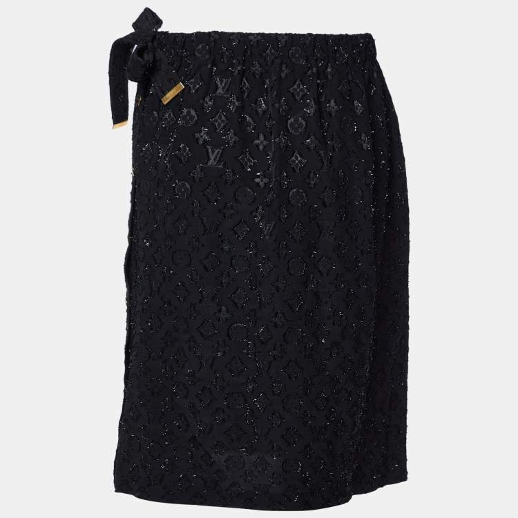 Pre Owned Louis Vuitton Black Monogram Fil Coupé Wrap Skirt M