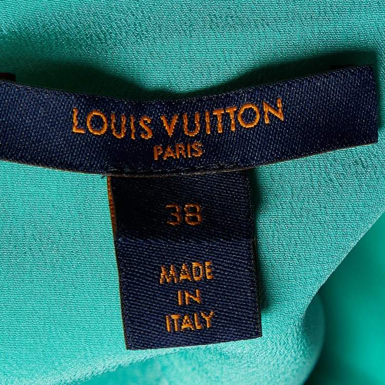 Pre Owned Louis Vuitton Green Monogram Print Silk Button Front Shirt M