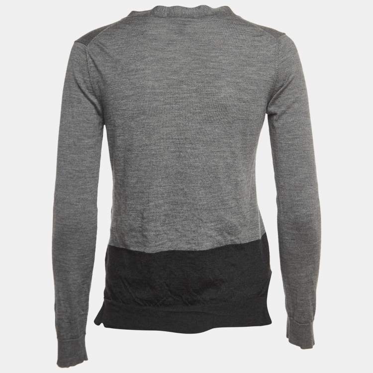 Pre Owned Louis Vuitton Grey Cashmere & Silk Knit Buttoned Cardigan S