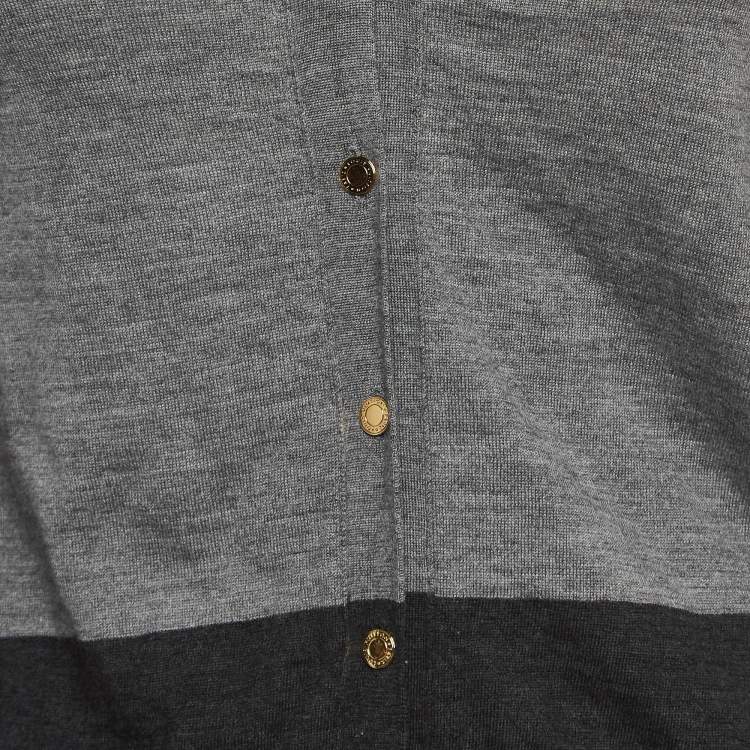 Pre Owned Louis Vuitton Grey Cashmere & Silk Knit Buttoned Cardigan S
