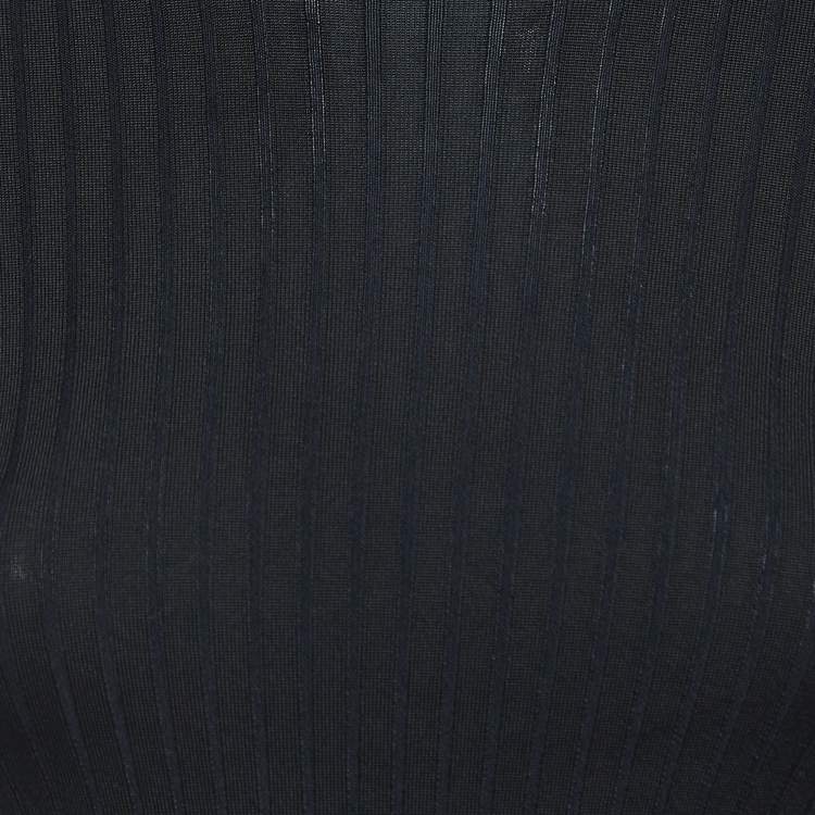Pre Owned Louis Vuitton Black Logo Patterned Knit Turtle Neck Top XS