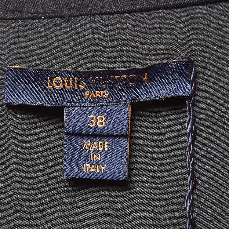 Pre Owned Louis Vuitton Black Wool Blend Lace-Up Neck Skater Dress M