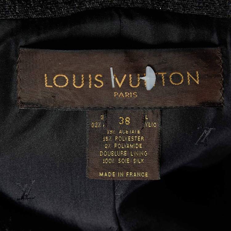 Pre Owned Louis Vuitton Black Lurex Wool Pea Coat M
