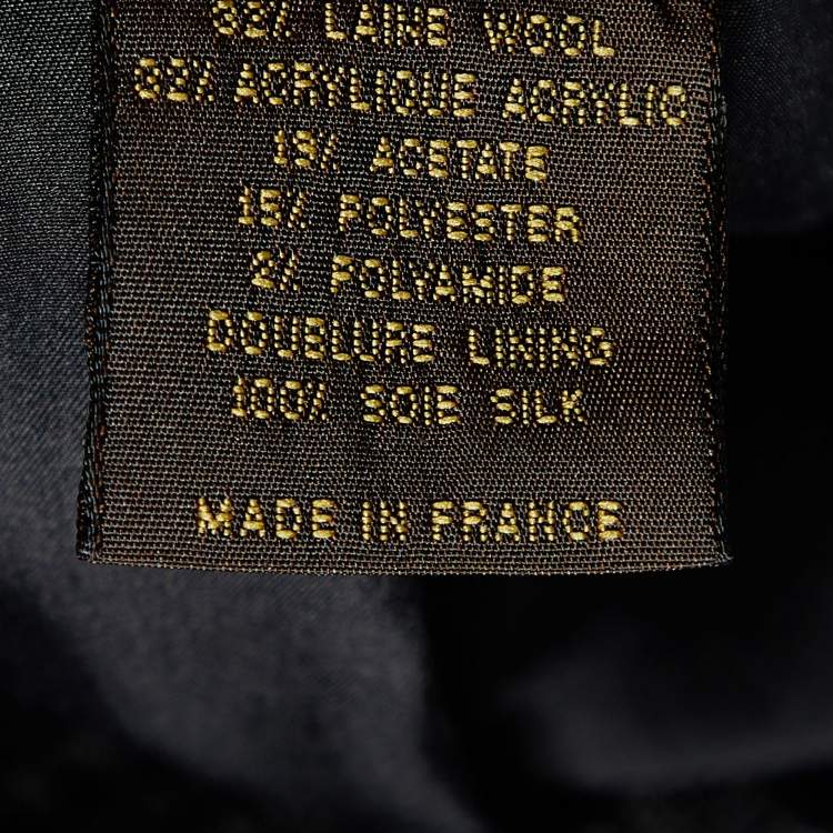 Pre Owned Louis Vuitton Black Lurex Wool Pea Coat M