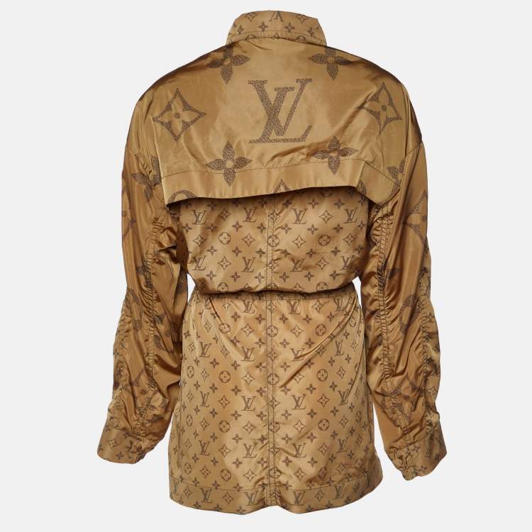 Pre Owned Louis Vuitton Brown Monogram Nylon Zip Front Windbreaker Jacket L