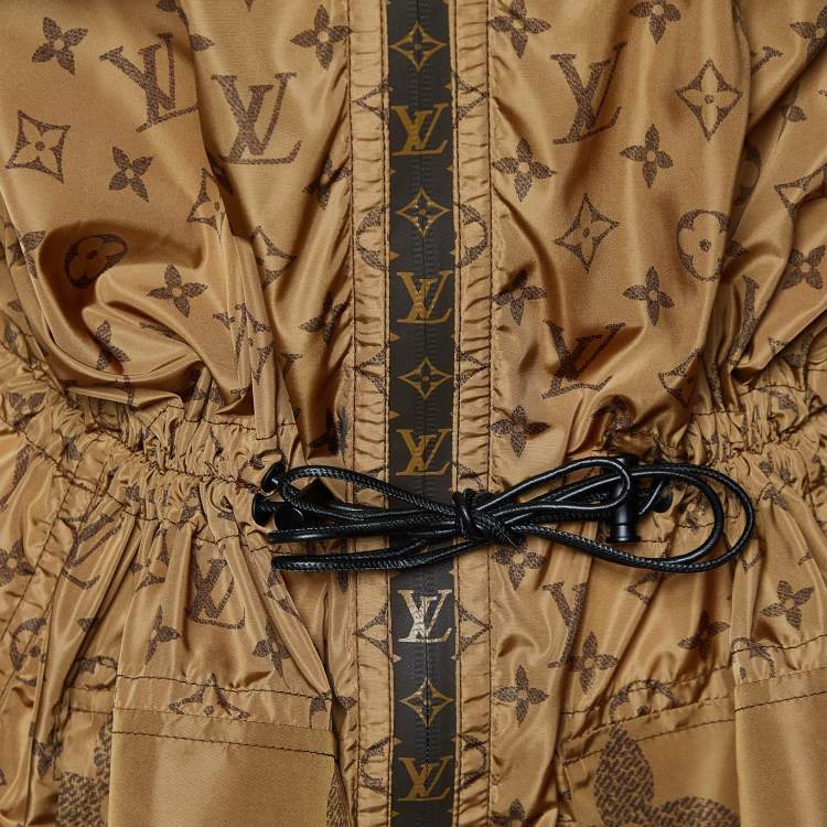 Pre Owned Louis Vuitton Brown Monogram Nylon Zip Front Windbreaker Jacket L