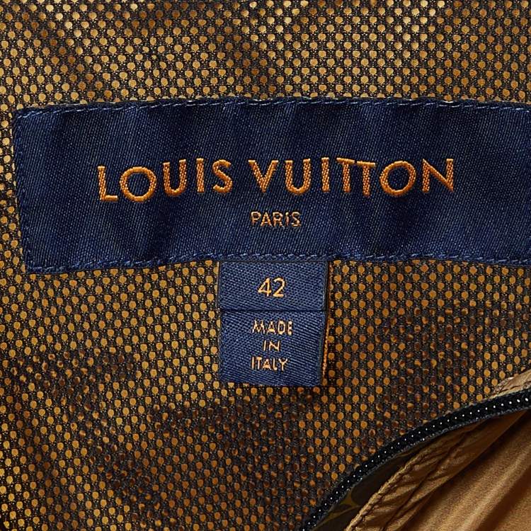 Pre Owned Louis Vuitton Brown Monogram Nylon Zip Front Windbreaker Jacket L