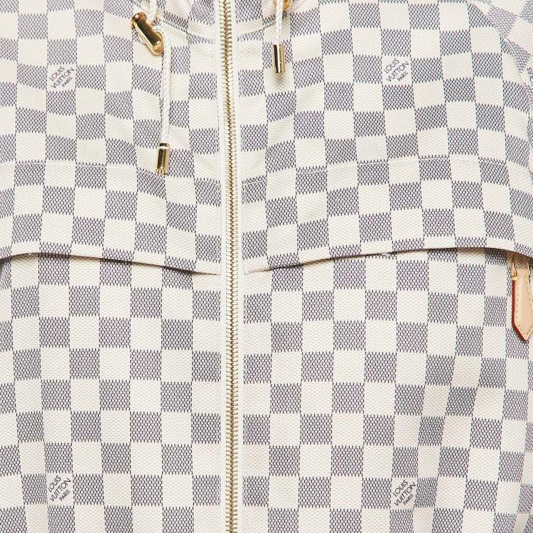Pre Owned Louis Vuitton Cream Damier Azur Nylon Hooded Parka Jacket S